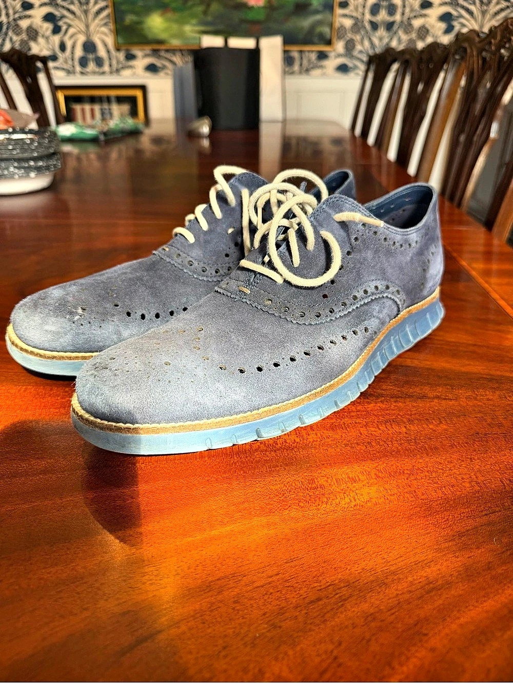 Cole Haan Washington Grand Laser Wingtip Oxford Blue & Brown US 12M